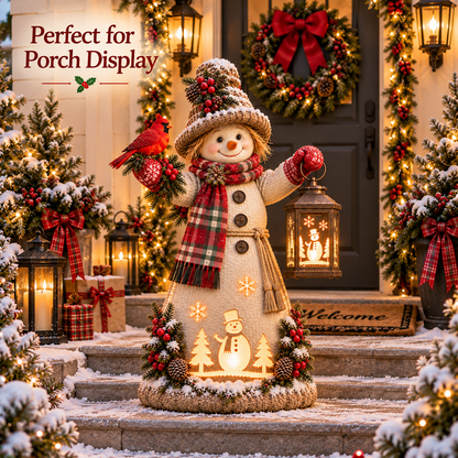 🎄✨ Christmas Scarecrow Glow™ – Light-Up Cardinal & Winter Lantern Porch Decor