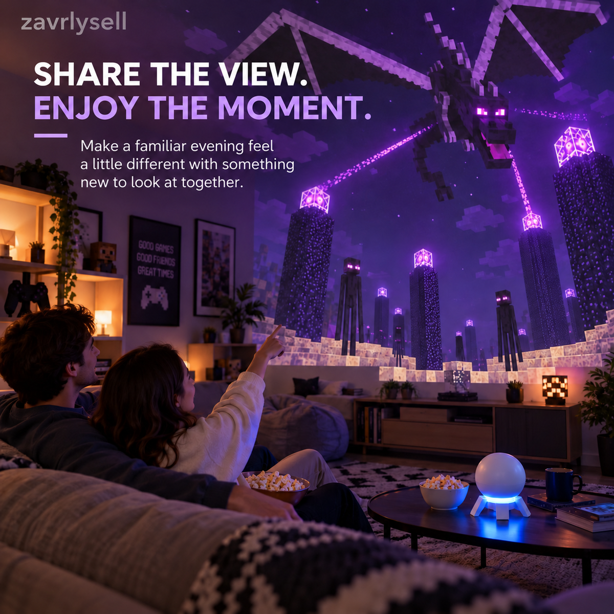 🎮 Pixel Fantasy Scene Projector – Ambient Decor for Gaming Rooms