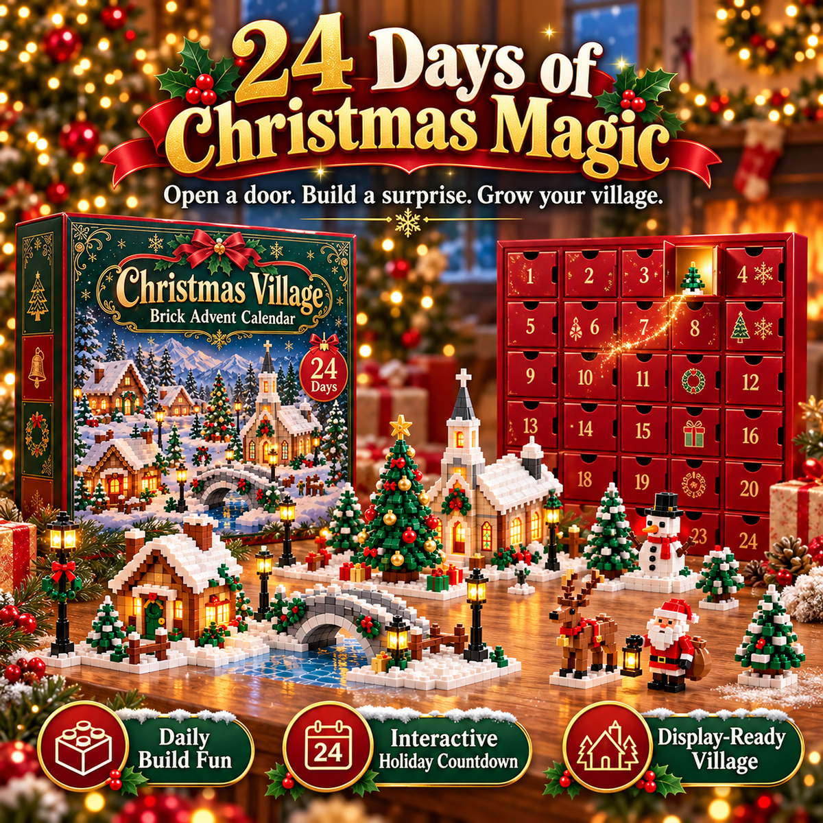 🎄 Christmas Village Brick Advent Calendar — 24 Days of Buildable Holiday Surprises ✨