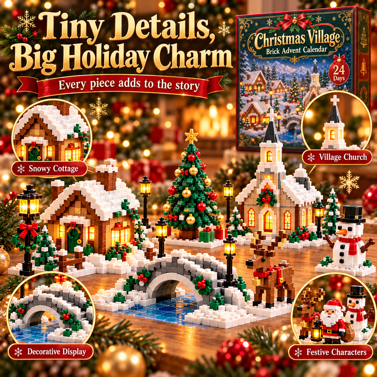 🎄 Christmas Village Brick Advent Calendar — 24 Days of Buildable Holiday Surprises ✨