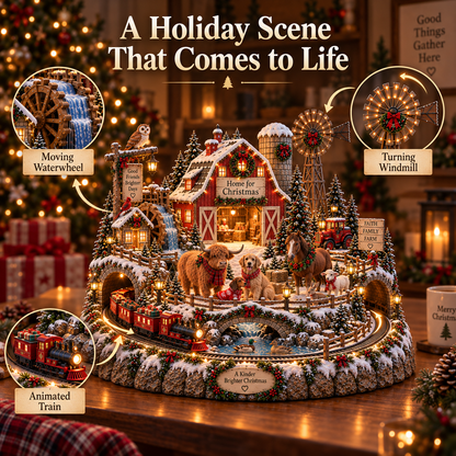 🎄🚂 Home for Christmas™ – Lighted Christmas Farm Village with Holiday Train & Animal Friends