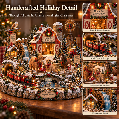 🎄🚂 Home for Christmas™ – Lighted Christmas Farm Village with Holiday Train & Animal Friends