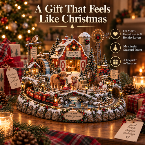 🎄🚂 Home for Christmas™ – Lighted Christmas Farm Village with Holiday Train & Animal Friends