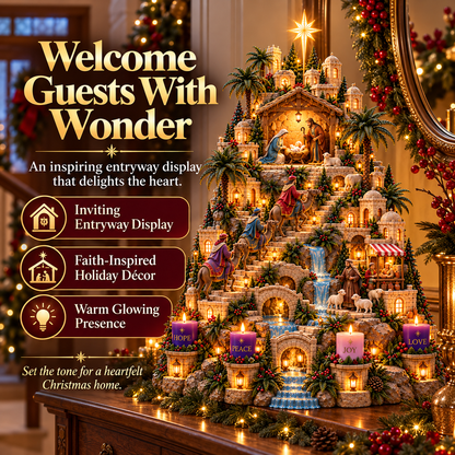 🎄⭐ Bethlehem's Christmas Journey™ – Lighted Nativity Advent Village with 4 Candles | Hope, Peace, Joy & Love