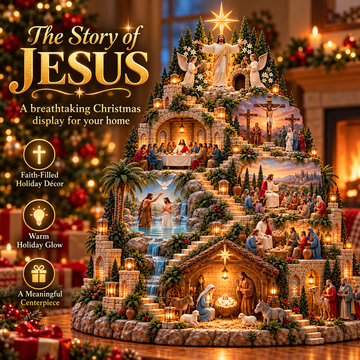 ✝️✨ The Life of Jesus™ – Lighted 3D Biblical Story Village | Six Sacred Moments, One Eternal Story