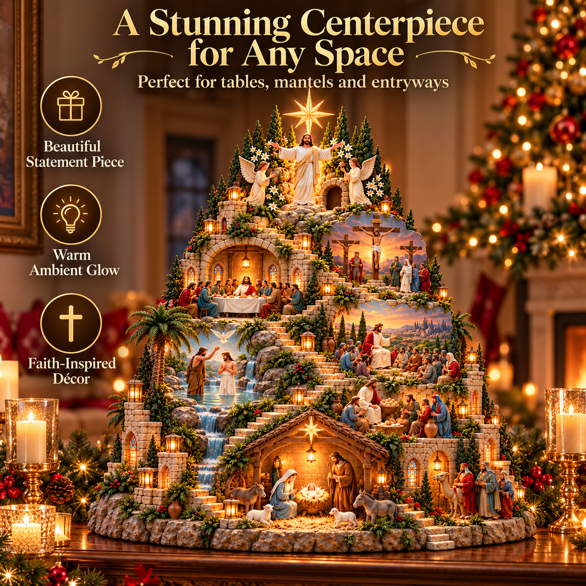 ✝️✨ The Life of Jesus™ – Lighted 3D Biblical Story Village | Six Sacred Moments, One Eternal Story