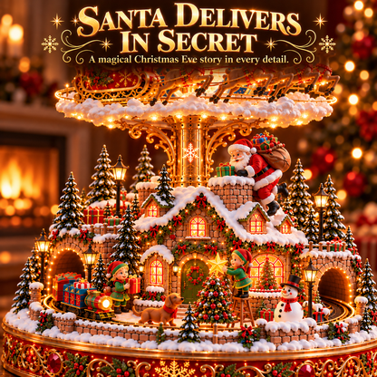 🎄🎅 Santa’s Magical Christmas Eve™ – Rotating Reindeer Sleigh & Lighted Christmas Village
