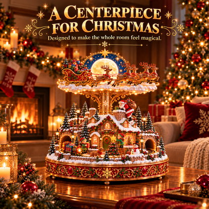 🎄🎅 Santa’s Magical Christmas Eve™ – Rotating Reindeer Sleigh & Lighted Christmas Village