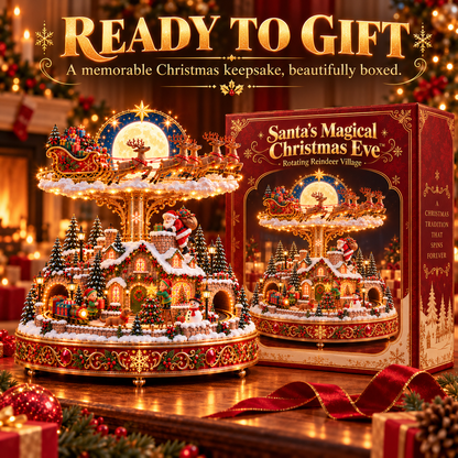 🎄🎅 Santa’s Magical Christmas Eve™ – Rotating Reindeer Sleigh & Lighted Christmas Village
