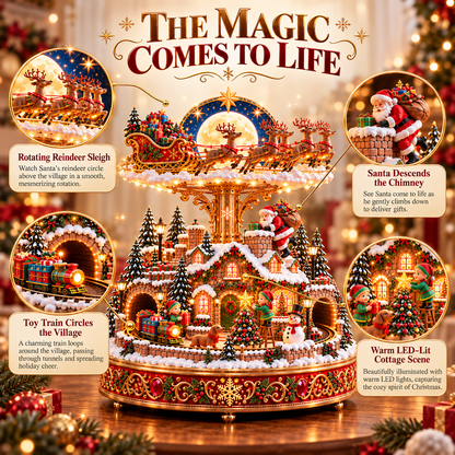 🎄🎅 Santa’s Magical Christmas Eve™ – Rotating Reindeer Sleigh & Lighted Christmas Village