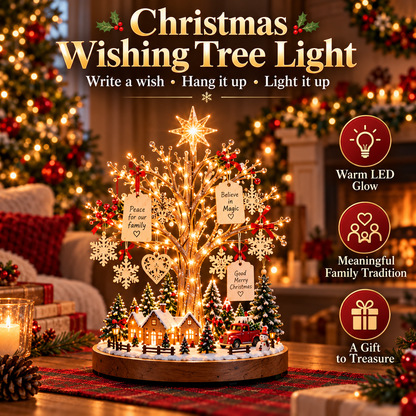 🎄✨ Christmas Wishing Tree™ – DIY Lighted Christmas Village Kit with Family Wish Tags