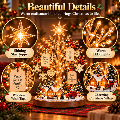 🎄✨ Christmas Wishing Tree™ – DIY Lighted Christmas Village Kit with Family Wish Tags