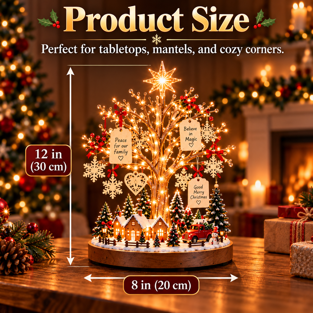 🎄✨ Christmas Wishing Tree™ – DIY Lighted Christmas Village Kit with Family Wish Tags