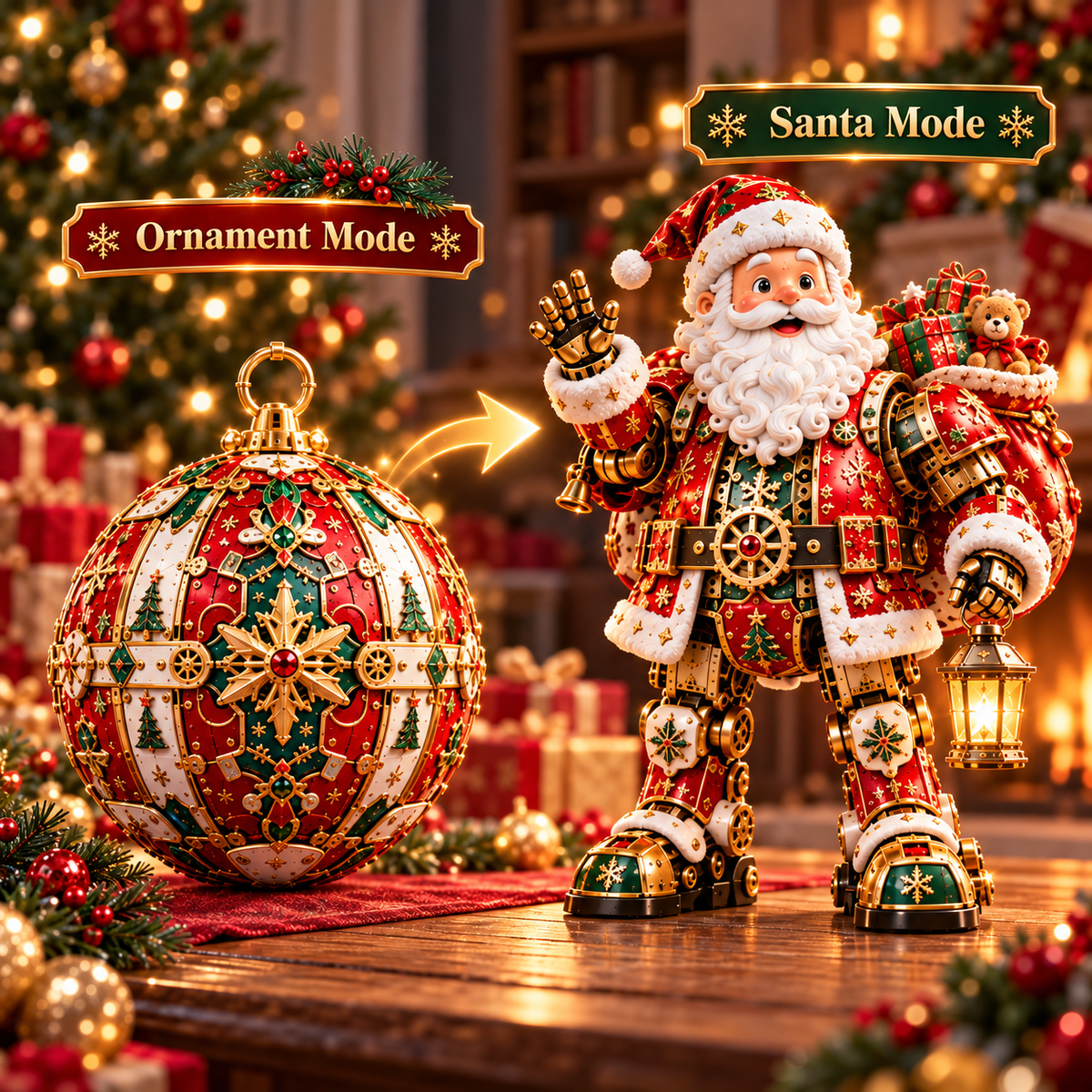 🎅 2-in-1 Transforming Santa Claus™ – From Christmas Ornament to Magical Santa!