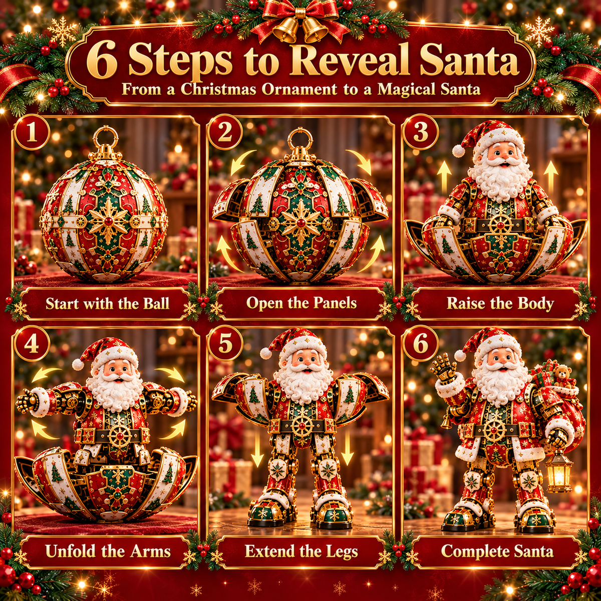 🎅 2-in-1 Transforming Santa Claus™ – From Christmas Ornament to Magical Santa!