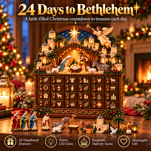 ✝️🎄 24 Days to Bethlehem™ – Lighted Nativity Advent Calendar | Build the Christmas Story, One Day at a Time