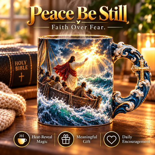 ✝️☕ From Storm to Peace™ – Heat-Reveal Jesus Mug | Watch Hope Appear with Every Hot Pour