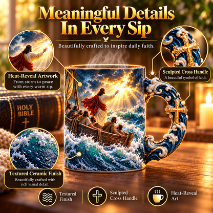 ✝️☕ From Storm to Peace™ – Heat-Reveal Jesus Mug | Watch Hope Appear with Every Hot Pour