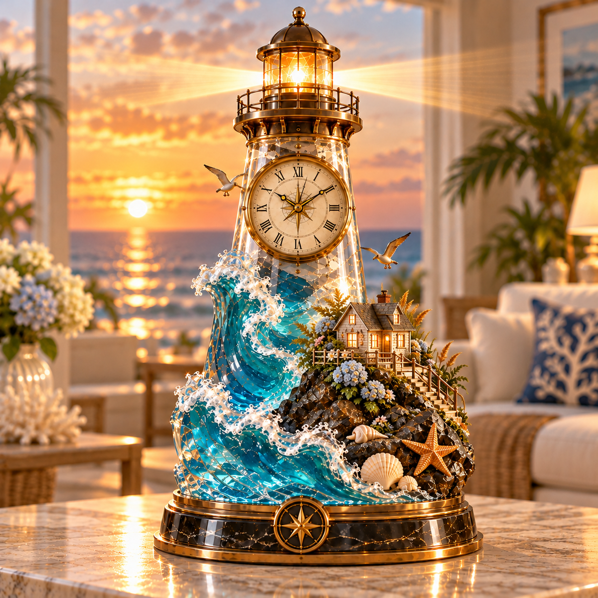 🌊 Coastal Timekeeper™ – Illuminated Lighthouse & Sailboat Clock Collection