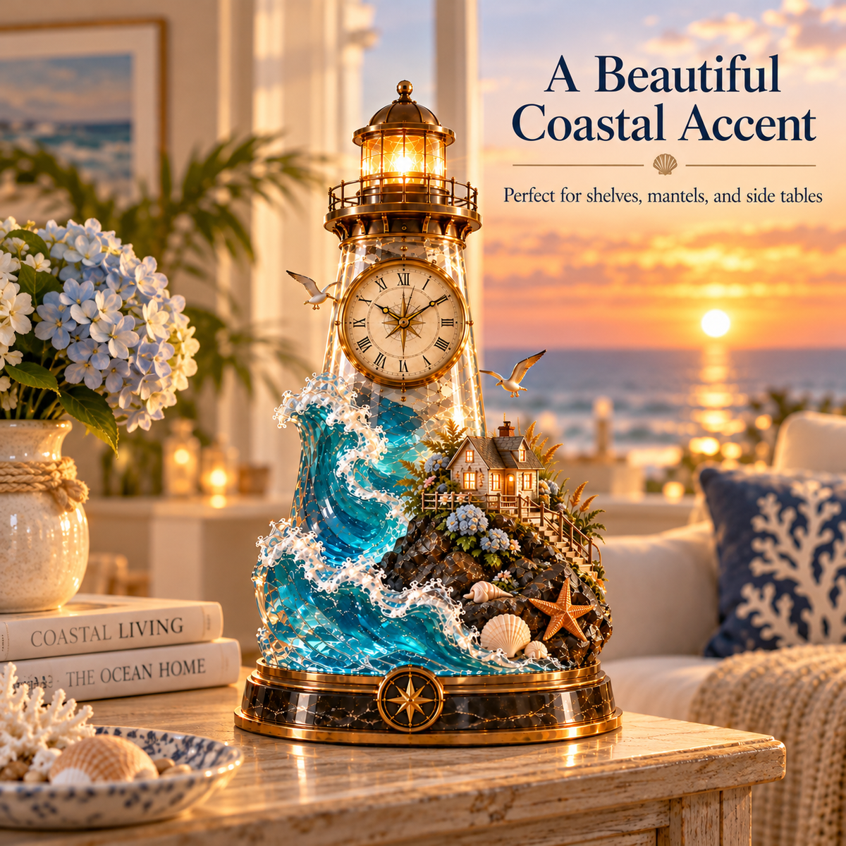 🌊 Coastal Timekeeper™ – Illuminated Lighthouse & Sailboat Clock Collection