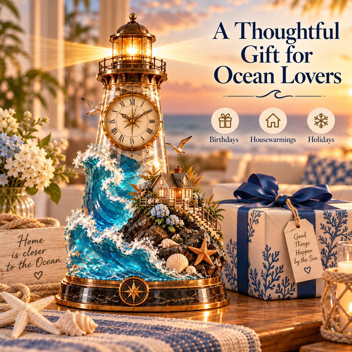 🌊 Coastal Timekeeper™ – Illuminated Lighthouse & Sailboat Clock Collection