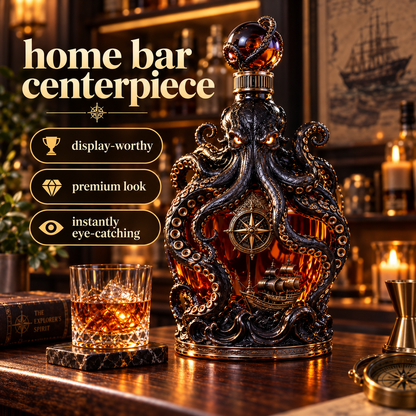 🐙 Kraken Voyage™ – Sculpted Octopus Whiskey Decanter | Gothic Nautical Bar Showpiece
