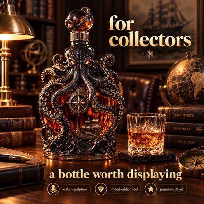🐙 Kraken Voyage™ – Sculpted Octopus Whiskey Decanter | Gothic Nautical Bar Showpiece
