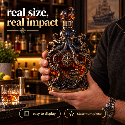 🐙 Kraken Voyage™ – Sculpted Octopus Whiskey Decanter | Gothic Nautical Bar Showpiece