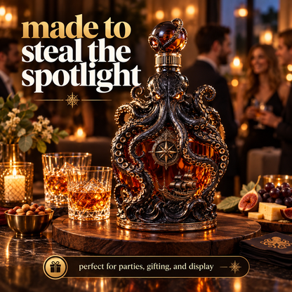 🐙 Kraken Voyage™ – Sculpted Octopus Whiskey Decanter | Gothic Nautical Bar Showpiece