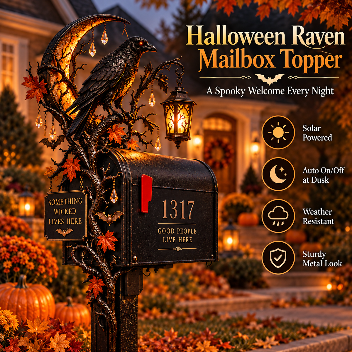 🎃 Haunted Mailbox Guardians™ – Lighted Halloween Mailbox Topper Collection