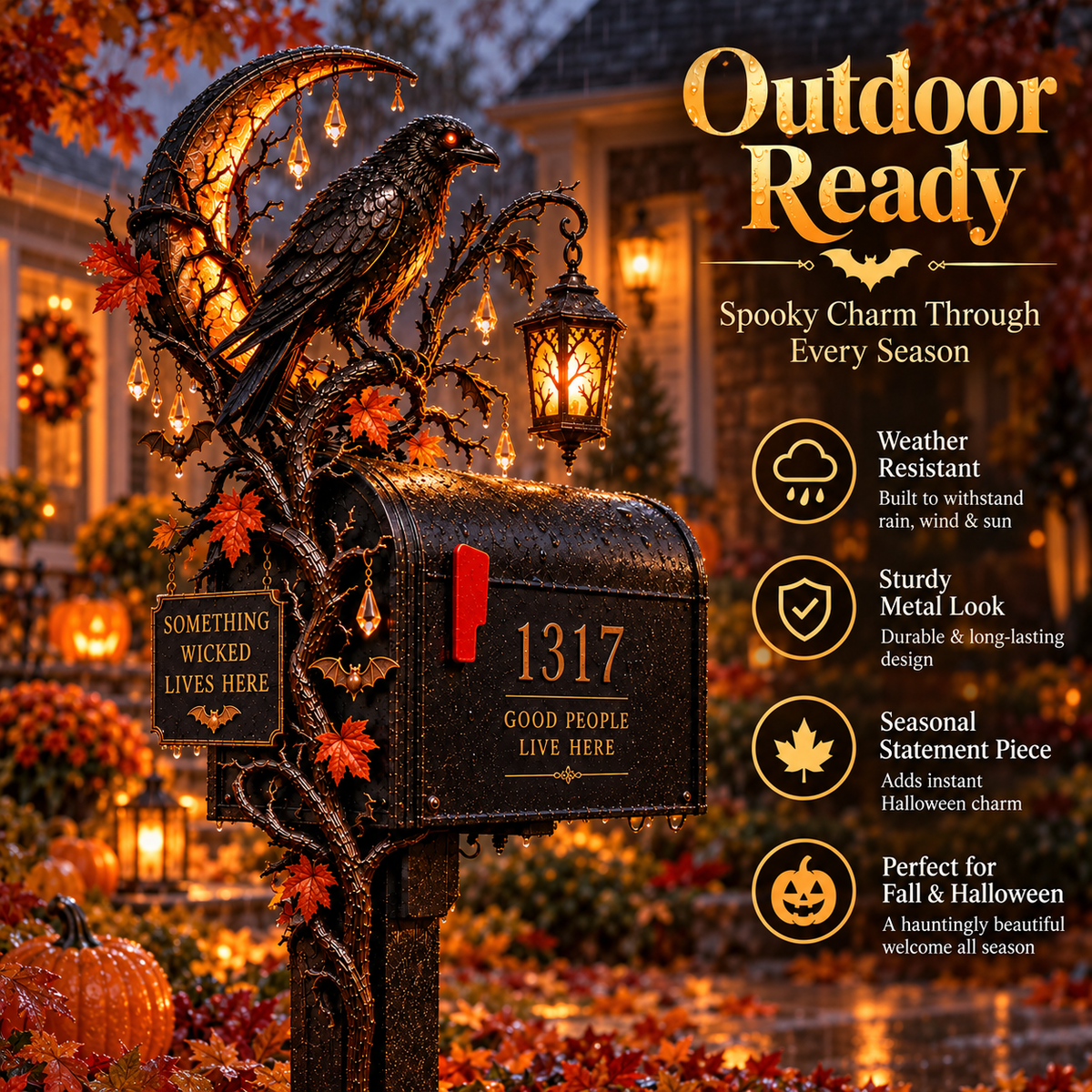 🎃 Haunted Mailbox Guardians™ – Lighted Halloween Mailbox Topper Collection