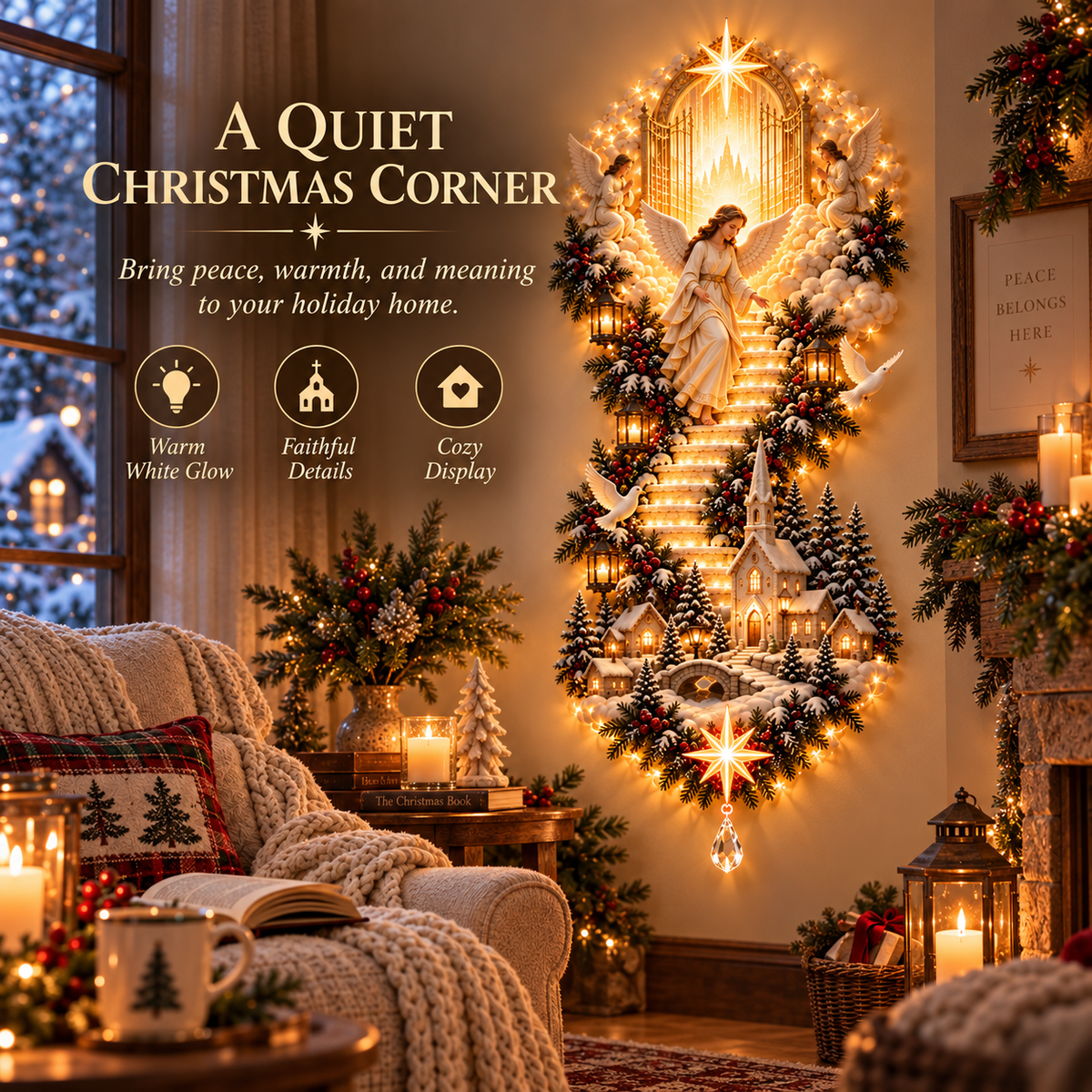 ✝️ Heaven’s Path™ – Illuminated Jesus & Nativity Stairway Christmas Wall Light