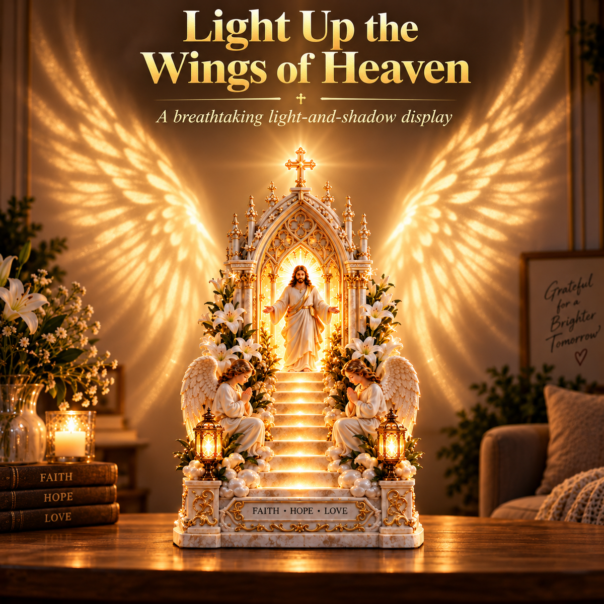 ✨ Heaven Opens™ – Step-by-Step Illuminated Jesus Stairway | Faith, Hope & Love