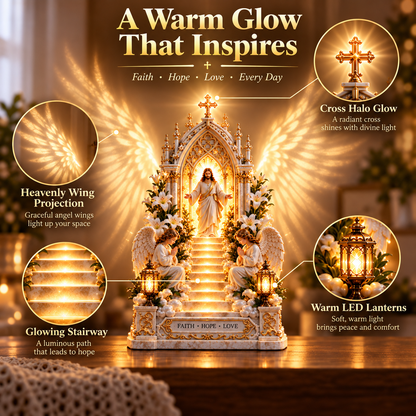 ✨ Heaven Opens™ – Step-by-Step Illuminated Jesus Stairway | Faith, Hope & Love