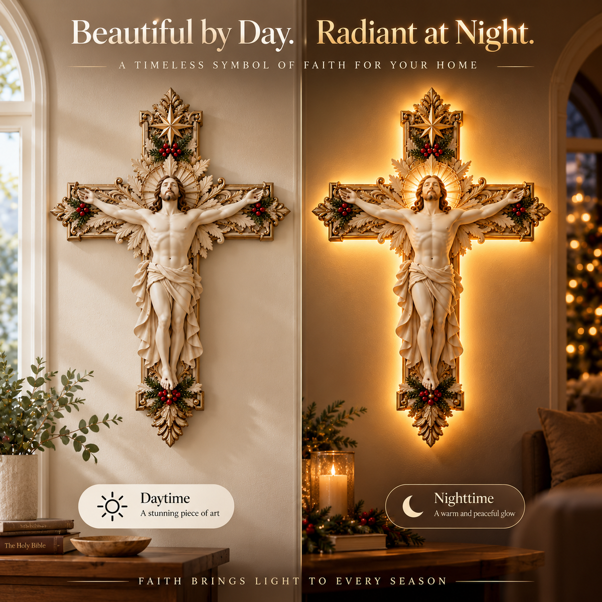 ✨ Holy Light Cross™ – Christmas Blessing Collection | Faith, Love & Protection for Your Home