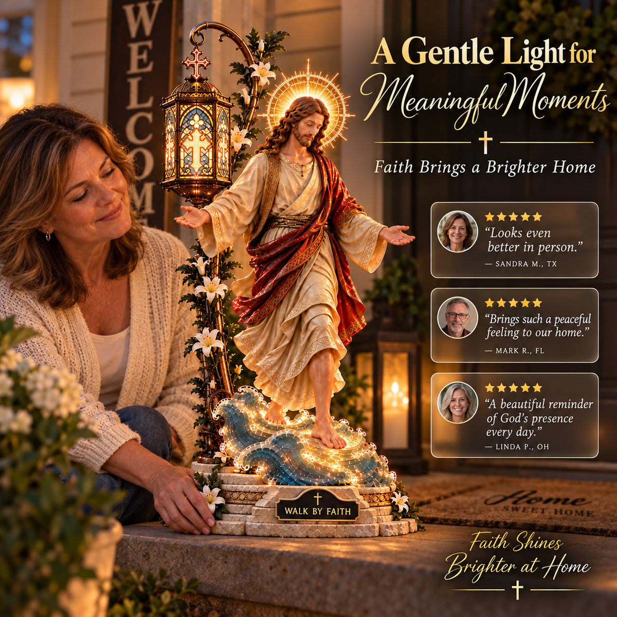 ✨ Walk by Faith™ – Jesus Walking on Water Reflection Light