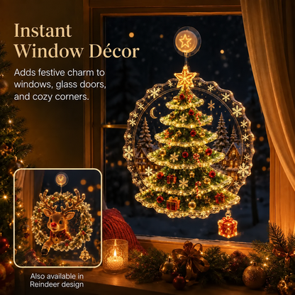 🔥HOT SALE 50% OFF✨🎄Lighted Christmas Window Decoration with Suction Cup | Warm LED Window Light with Double-Layer Design & Multiple Festive Styles Flat Version✨