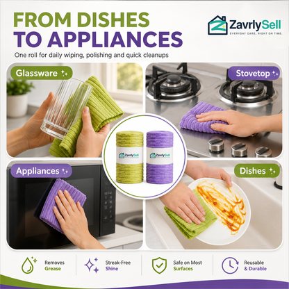 Multipurpose Reusable Tear-Off Cleaning Cloth Roll