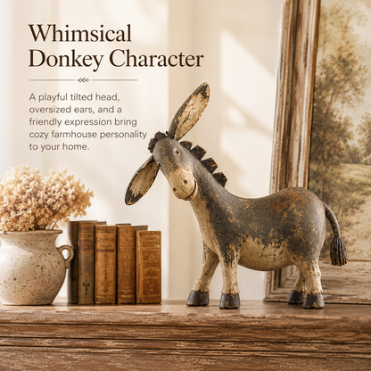 Rustic Donkey Figurine for Farmhouse Decor