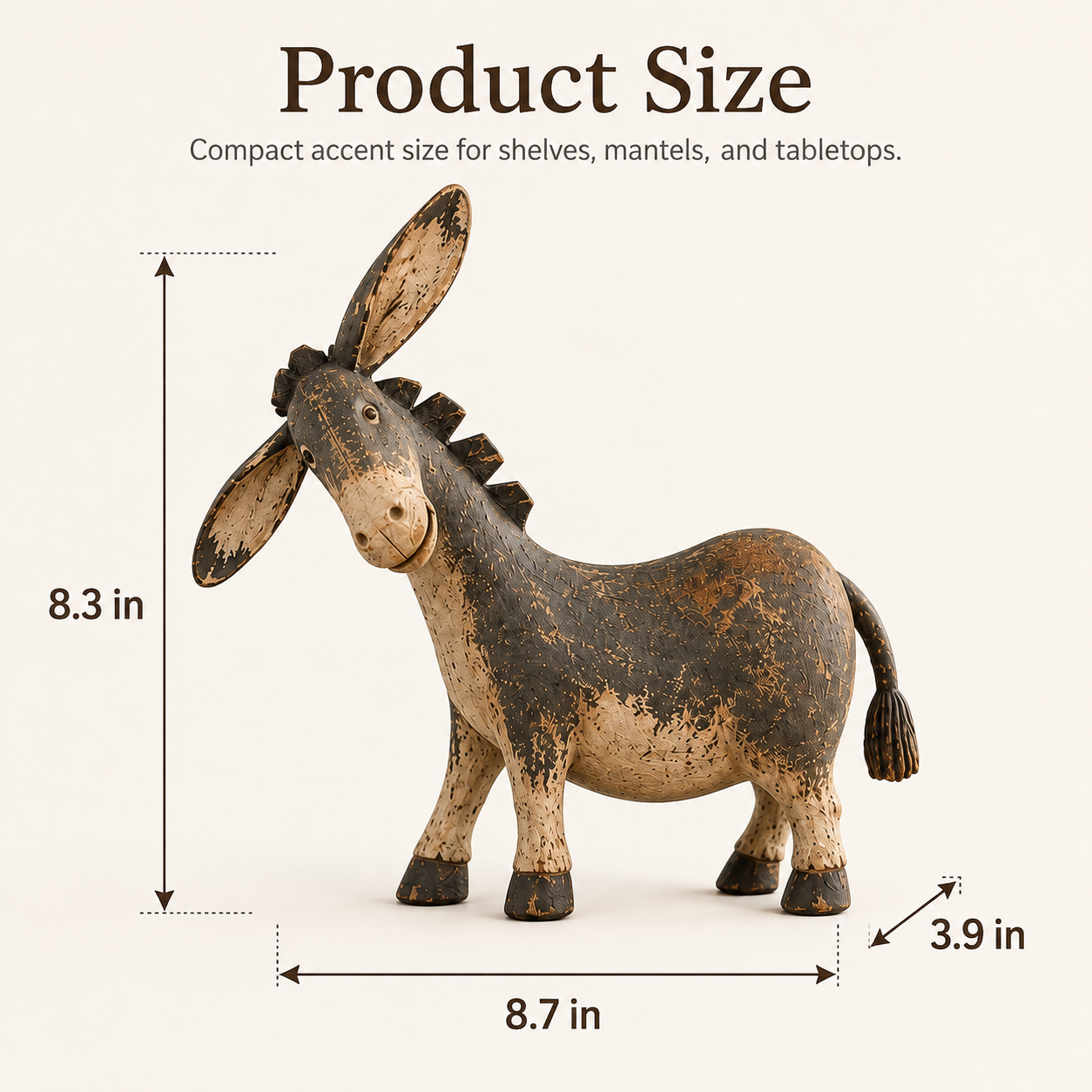 Rustic Donkey Figurine for Farmhouse Decor