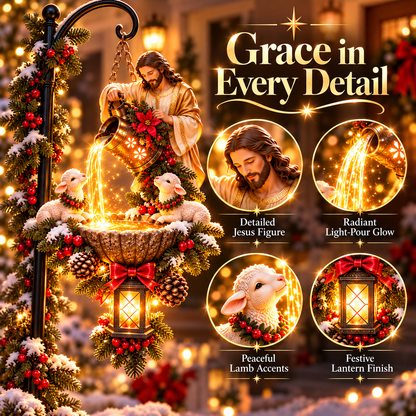🔥Last Day 50% OFF-✝️✨ Jesus Blessing Hanging Fountain – Lighted Christian Christmas Garden Decor