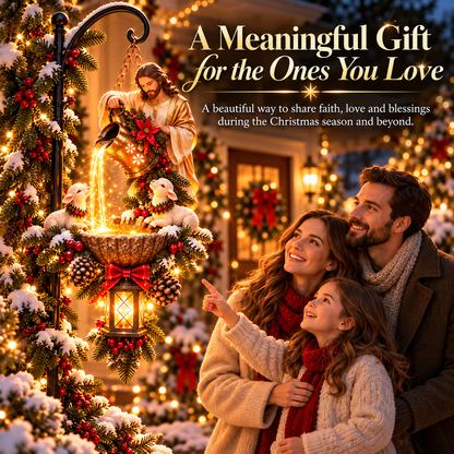 🔥Last Day 50% OFF-✝️✨ Jesus Blessing Hanging Fountain – Lighted Christian Christmas Garden Decor