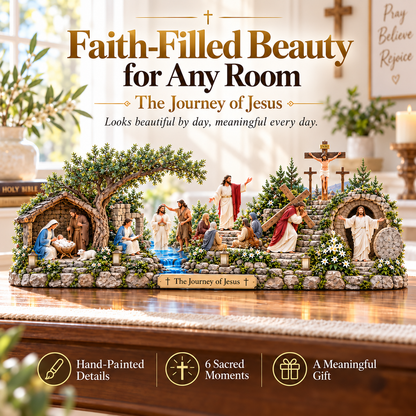 ✝️✨ The Journey of Jesus™ – Lighted 3D Biblical Story Centerpiece | Six Sacred Moments of Faith