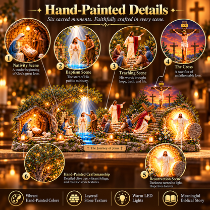 ✝️✨ The Journey of Jesus™ – Lighted 3D Biblical Story Centerpiece | Six Sacred Moments of Faith