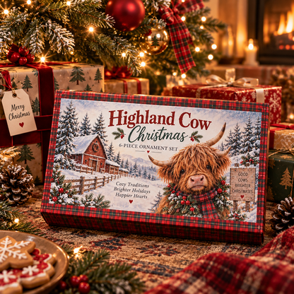 🎄🐮 Highland Hugs™ – Adorable Highland Cow Christmas Ornaments | 6 Festive Designs