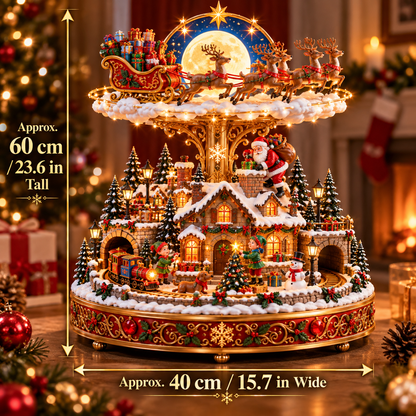 🎄🎅 Santa’s Magical Christmas Eve™ – Rotating Reindeer Sleigh & Lighted Christmas Village