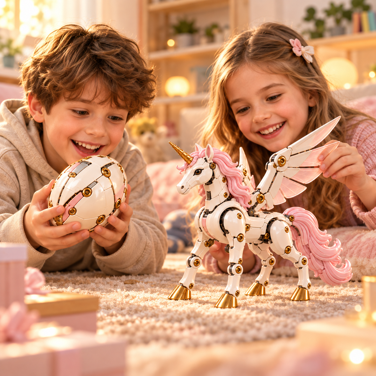 🌈🦄 2-in-1 Transforming Mechanical Unicorn Egg – Winged Fantasy Figure