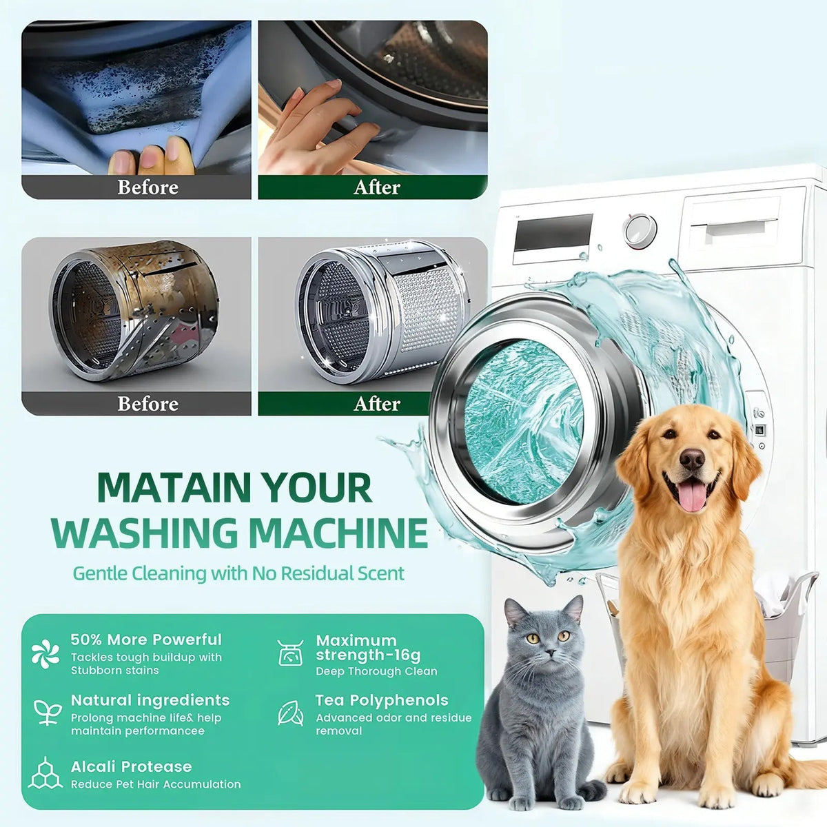 🔥🔥 Powerful Washer Deep Cleaner Tablets – Eliminate Hidden Bacteria & Bad Smells Fast