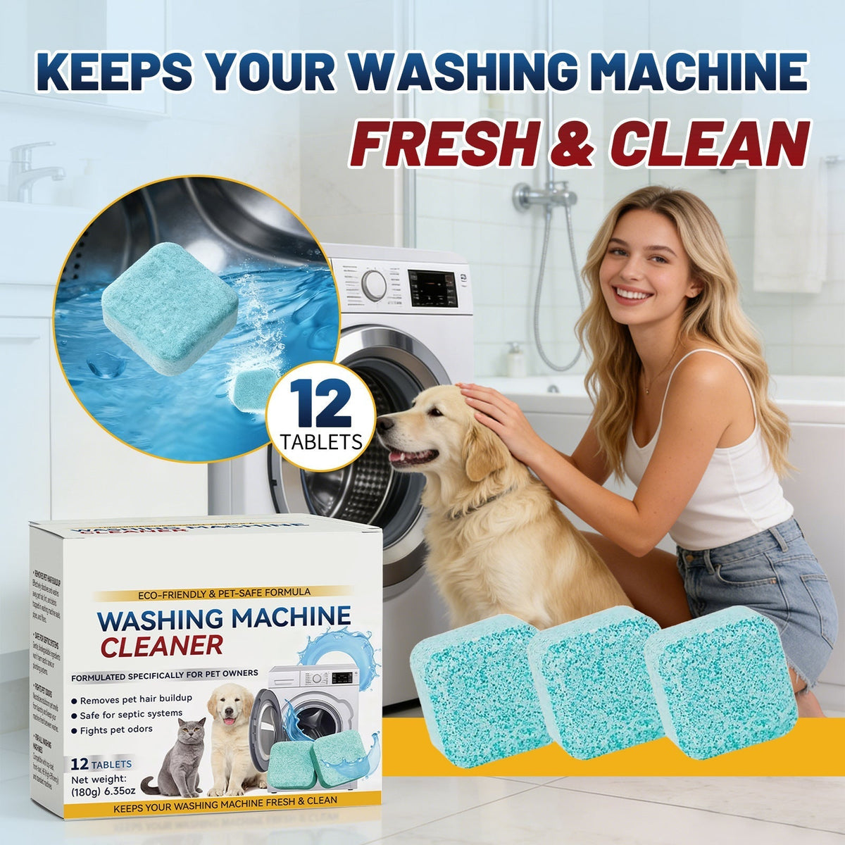 🔥🔥 Powerful Washer Deep Cleaner Tablets – Eliminate Hidden Bacteria & Bad Smells Fast