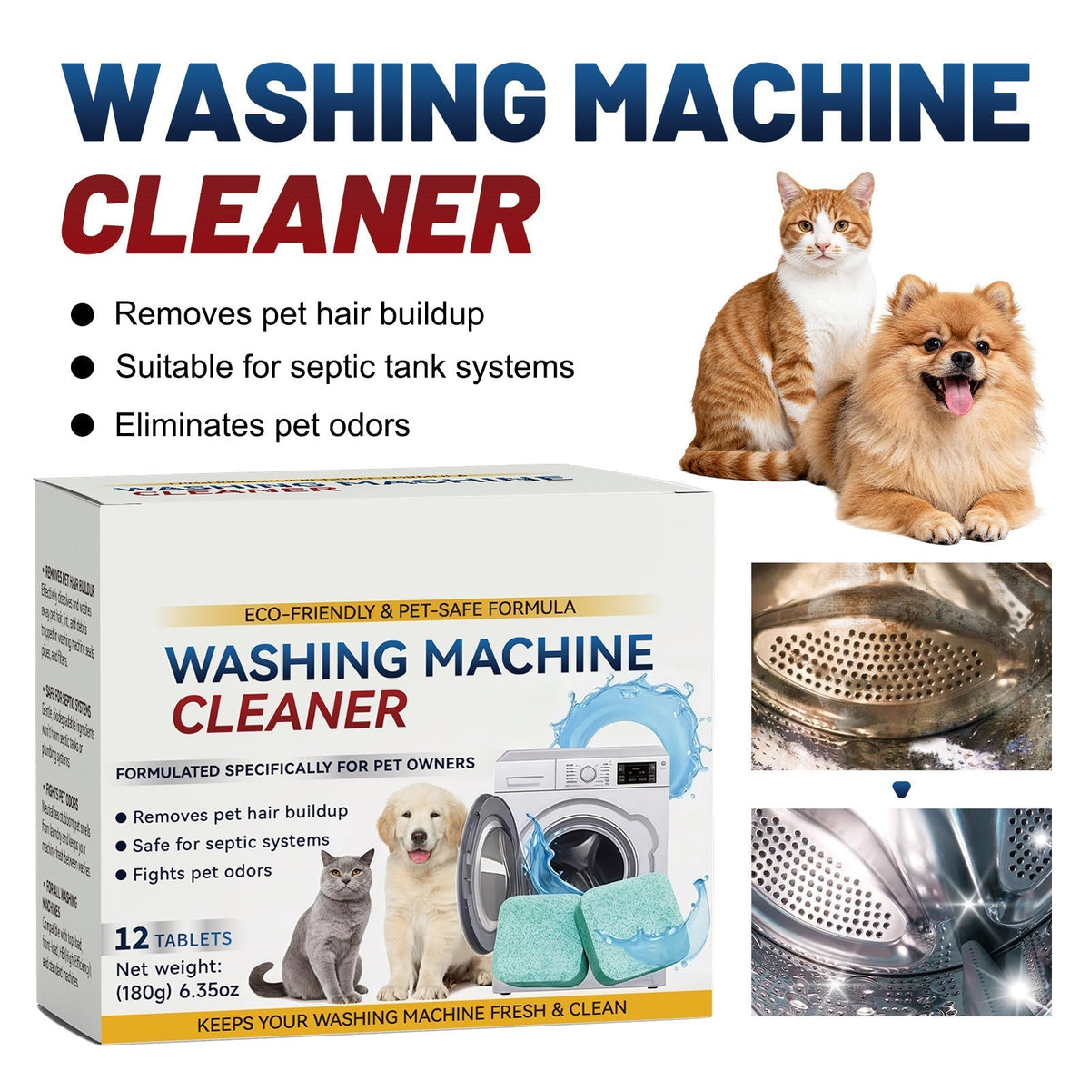 🔥🔥 Powerful Washer Deep Cleaner Tablets – Eliminate Hidden Bacteria & Bad Smells Fast